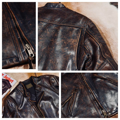 Men's Distressed Biker Leather Jacket