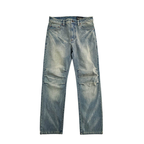 Men's Distressed Whiskers Jeans, Washed Blue