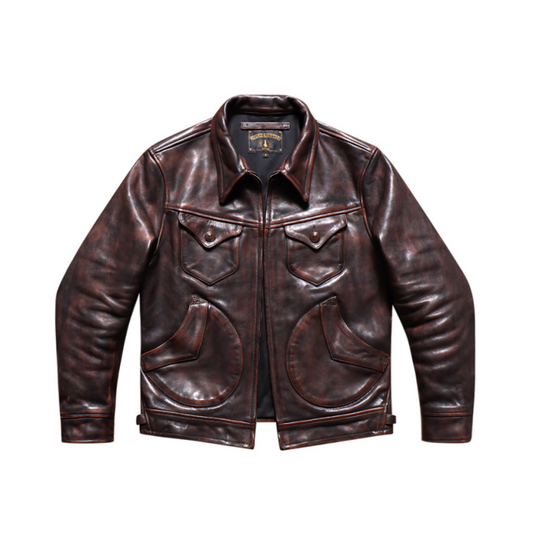 Distressed MENDOZA Western Leather Jacket