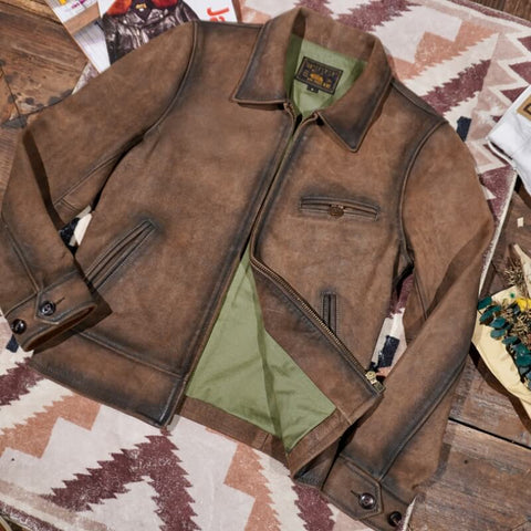 1930s Distressed Sports Leather Jacket