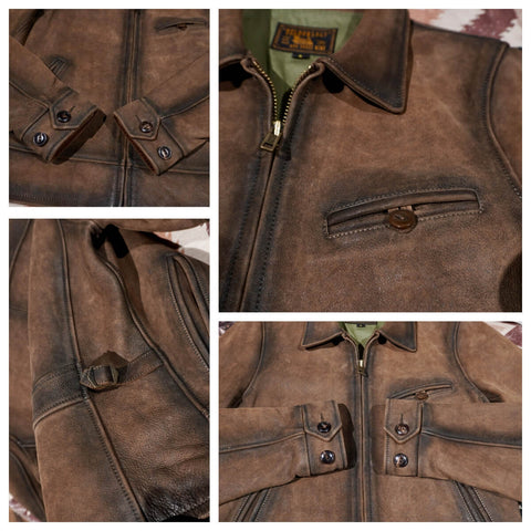1930s Distressed Sports Leather Jacket