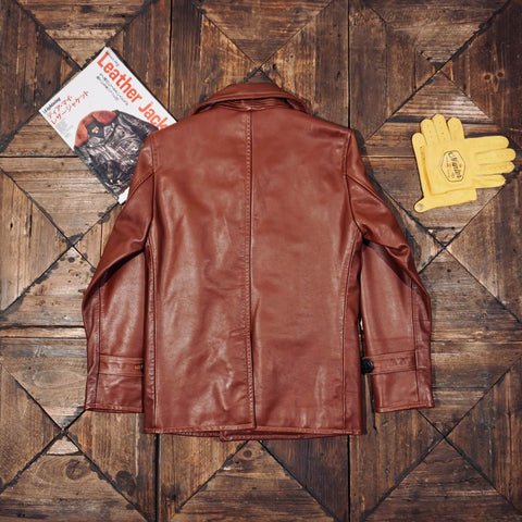 Men's Double-breasted Navy Pea Coat, Cowhide