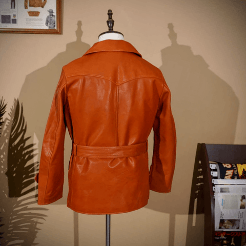 Men's Double-breasted Navy Pea Coat, Cowhide