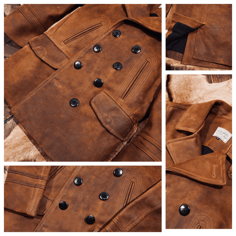 Men's Double Breasted 740N Leather Coat, Cowhide