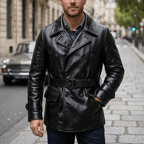 The Navigator – Men's Double Breasted Horsehide Leather Coat