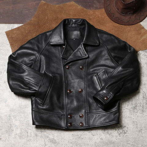 Men's Double Breasted Leather Jacket