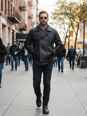 Men's Double Breasted Leather Jacket