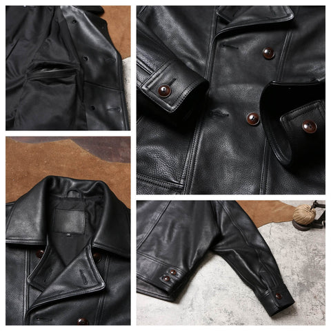 Men's Double Breasted Leather Jacket