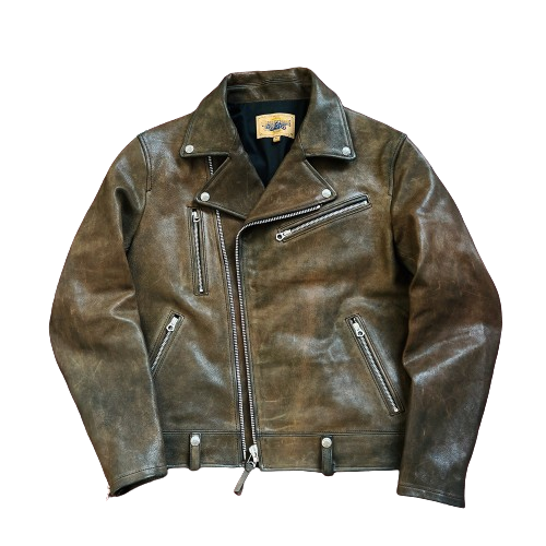 Veste en cuir de vachette Double Rider pour homme