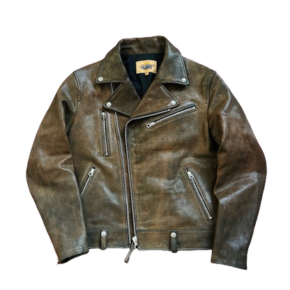 Veste en cuir de vachette Double Rider pour homme