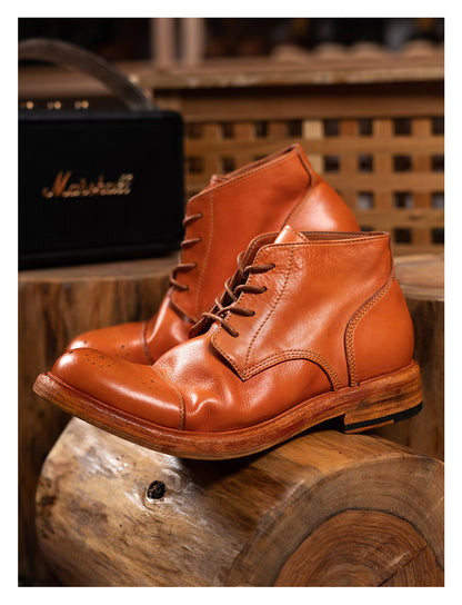 Men's Leather Brogue Derby Boots