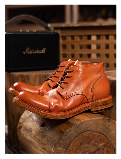 Bottes Derby Brogue en cuir pour hommes