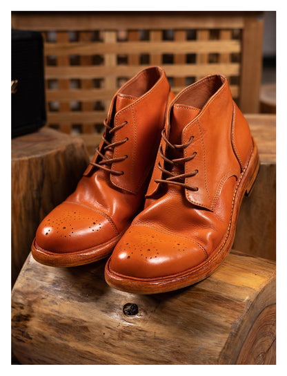 Bottes Derby Brogue en cuir pour hommes