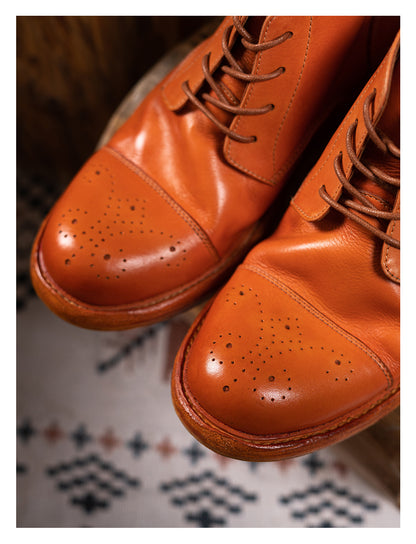 Men's Leather Brogue Derby Boots