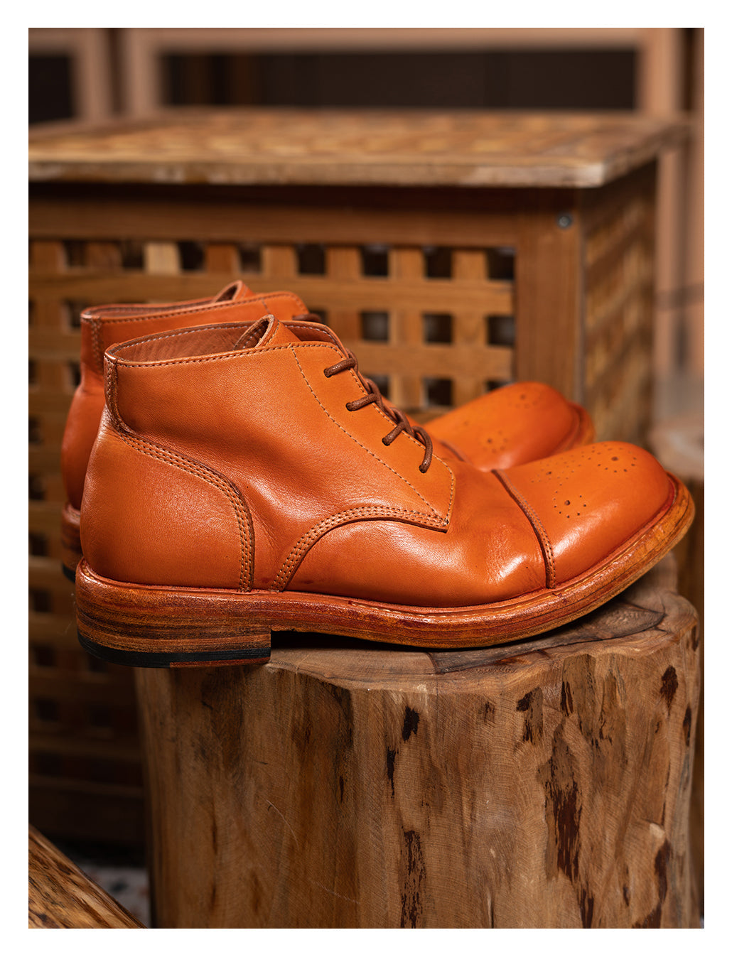 Bottes Derby Brogue en cuir pour hommes