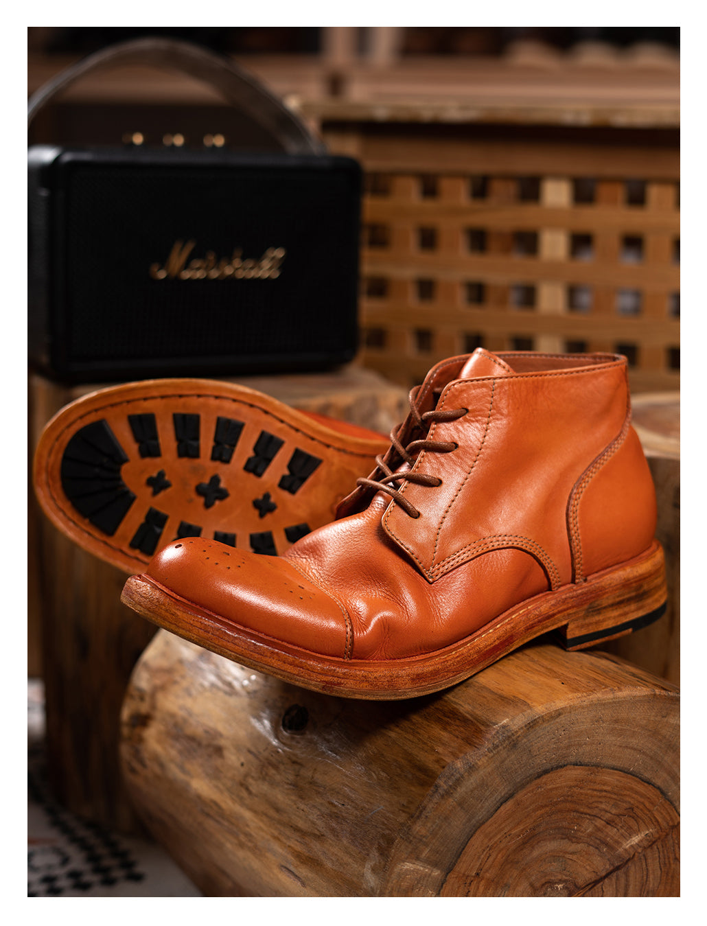 Men's Leather Brogue Derby Boots