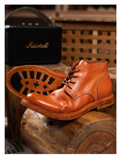 Bottes Derby Brogue en cuir pour hommes