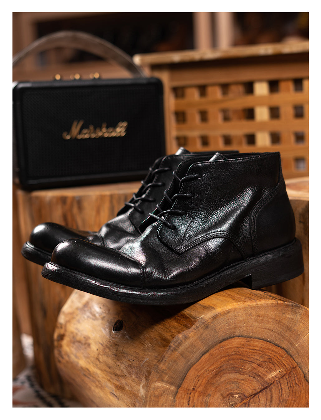 Bottes Derby Brogue en cuir pour hommes