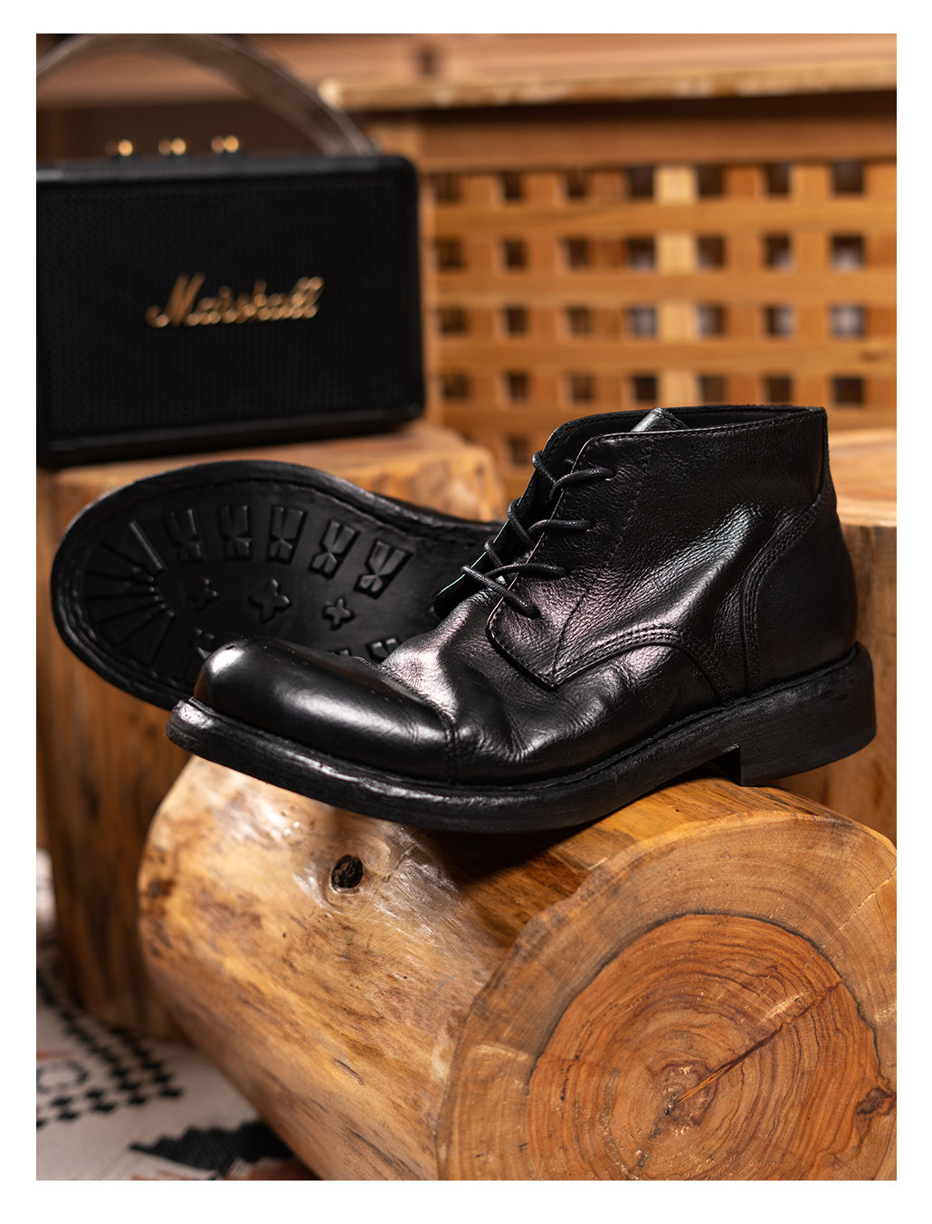 Bottes Derby Brogue en cuir pour hommes