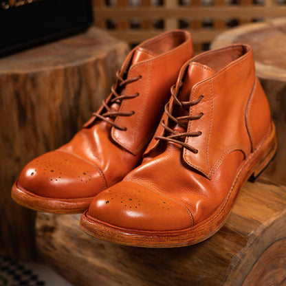 Bottes Derby Brogue en cuir pour hommes