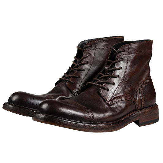 Bottes habillées en cuir pour hommes Brogue Café