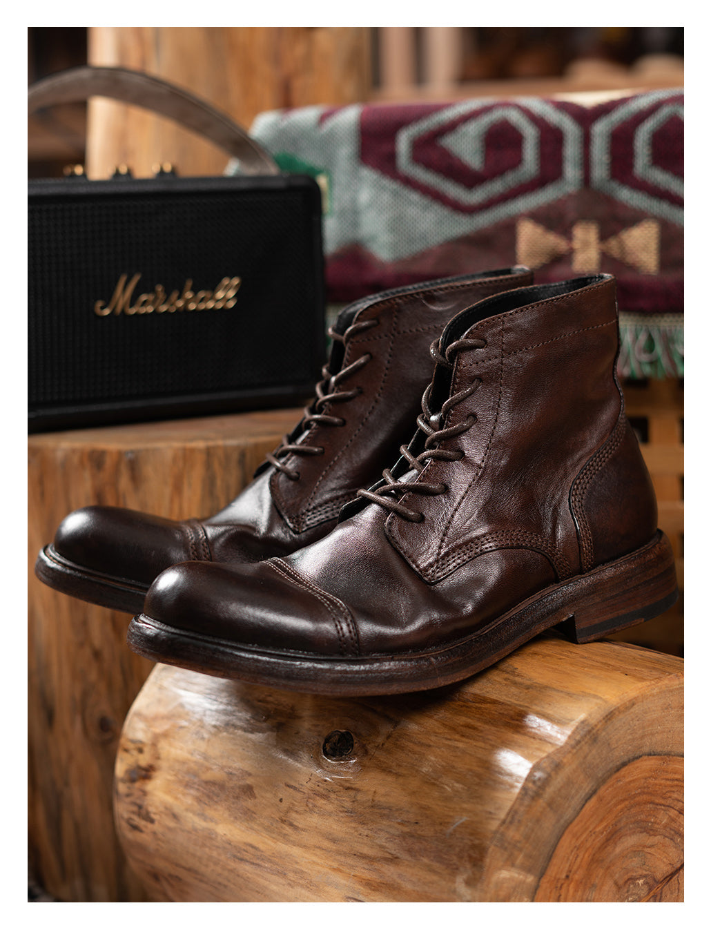 Men's Brogue Leather Dress Boots Coffee â Crush on Retro