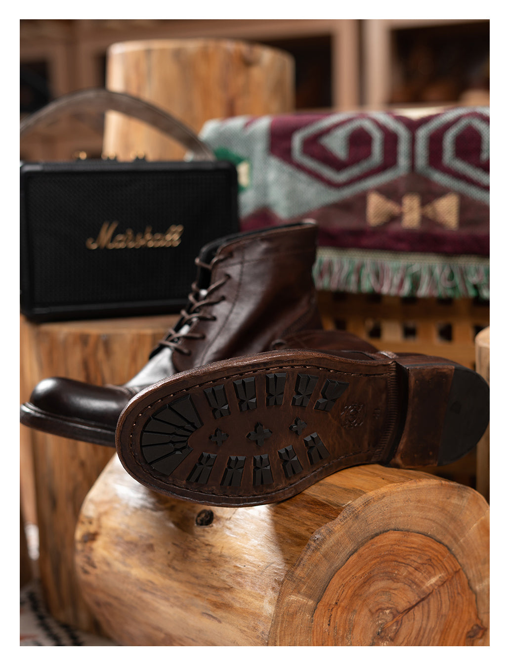 Men's Washed Cap Toe Dress Boots 46 / Coffee