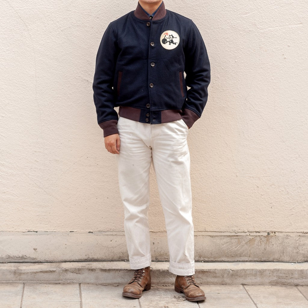 Men's Embroidered Wool Baseball Jacket