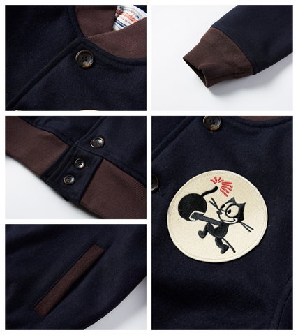 Men's Embroidered Wool Baseball Jacket