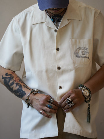  Blue Marlin Embroidery Camp Collar Shirt