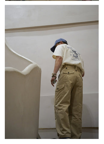 メンズ ブルー マーリン 刺繍 キャンプカラー シャツ