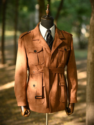 Veste Safari en faux suède pour homme