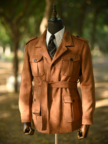 Veste Safari en faux suède pour homme