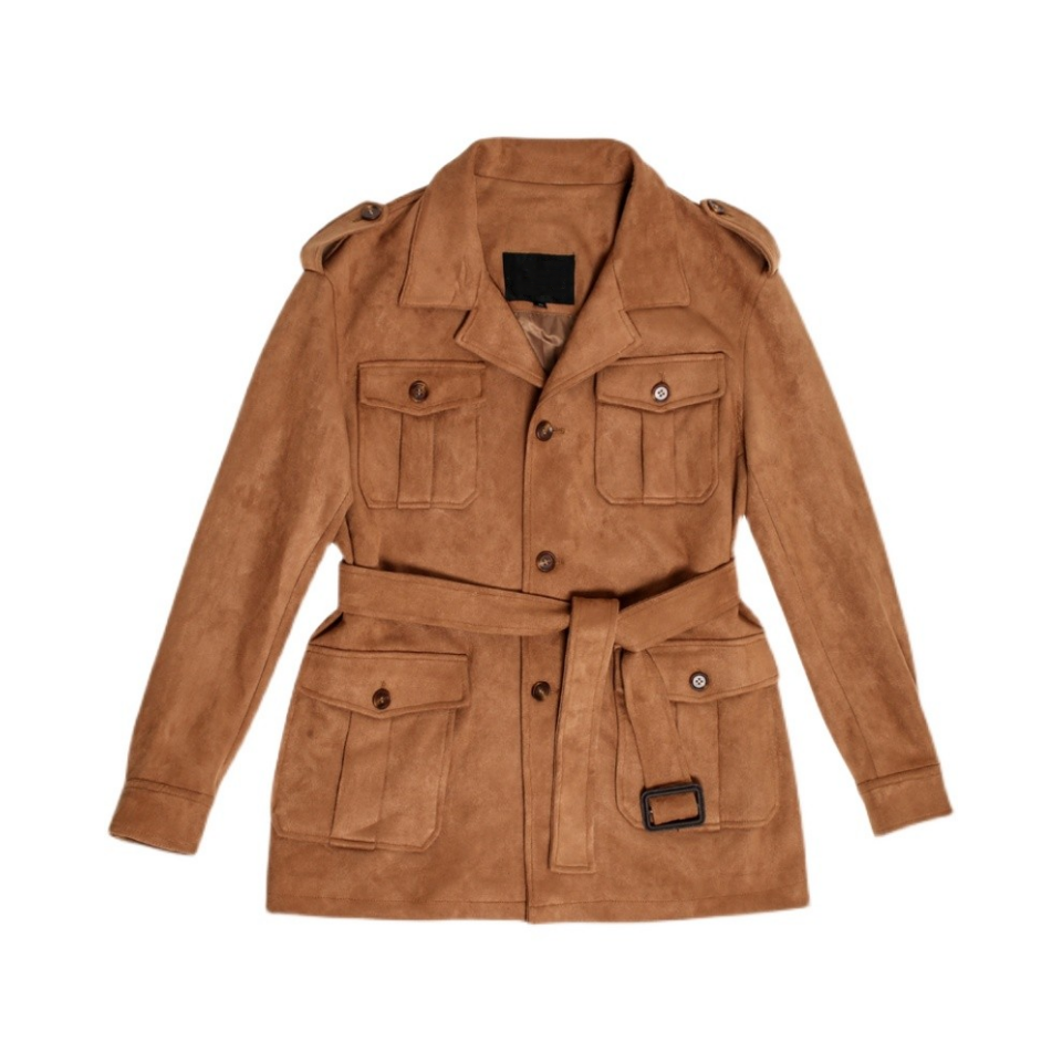 Faux-Suede Safari Jacket Brown