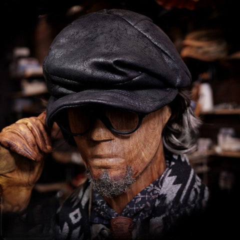 Faux Leather Peaked Cap