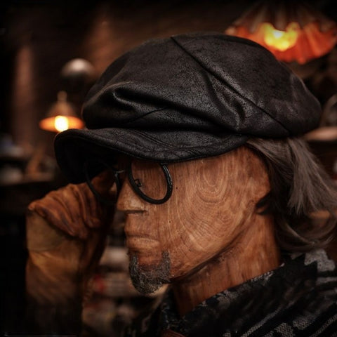 Faux Leather Peaked Cap