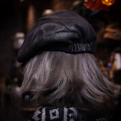 Faux Leather Peaked Cap