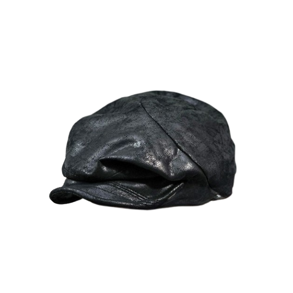 Faux Leather Peaked Cap Black