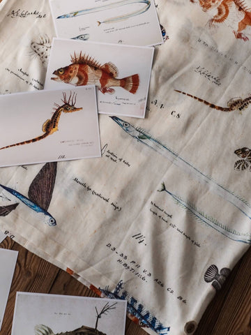 Men's Fish Print Linen Hawaiian Shirt, Short Sleeves