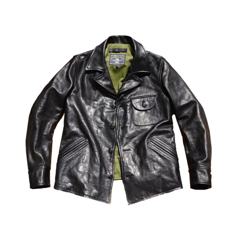 Black Four Corners Leather Jacket Horsehide