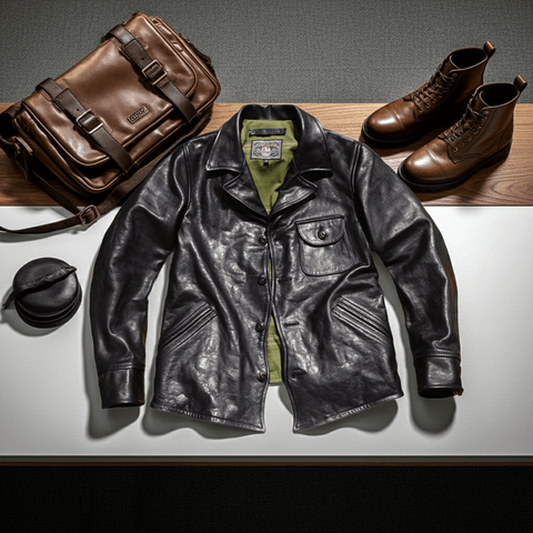 Men's Four Corners Leather Jacket Black