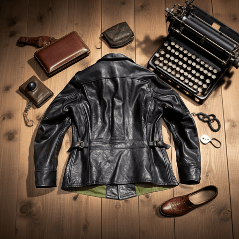 Men's Four Corners Leather Jacket Black