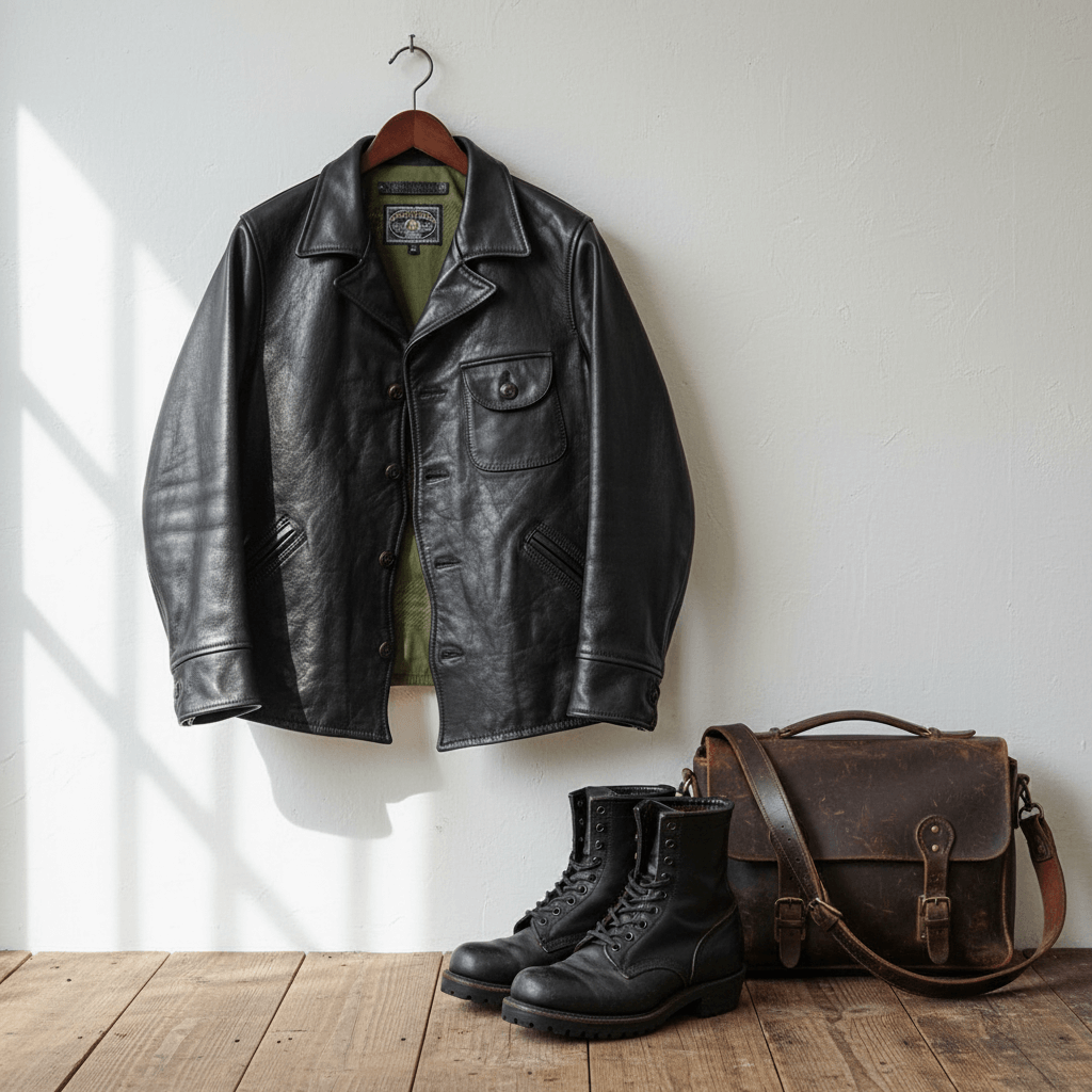 Men's Four Corners Leather Jacket Black