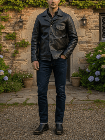 Men's Four Corners Leather Jacket Black