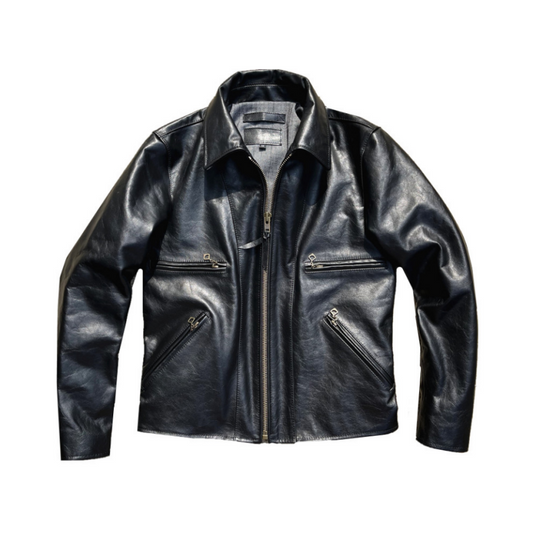 Veste en cuir zippée pour homme