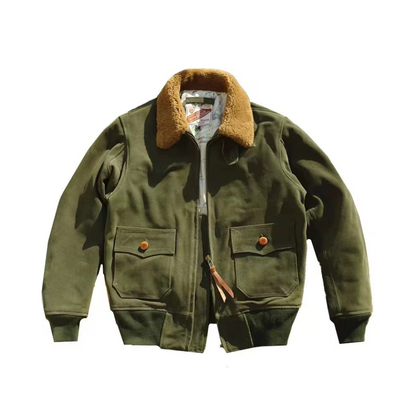 Veste de vol en daim G-1 pour homme, olive