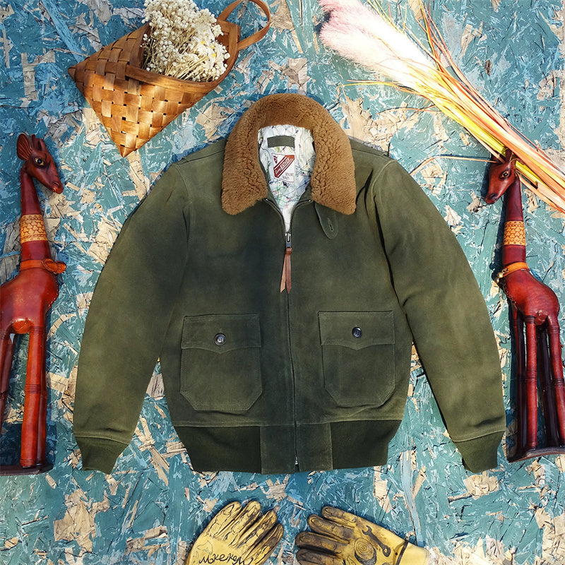 Men's G-1 Suede Flight Jacket Olive