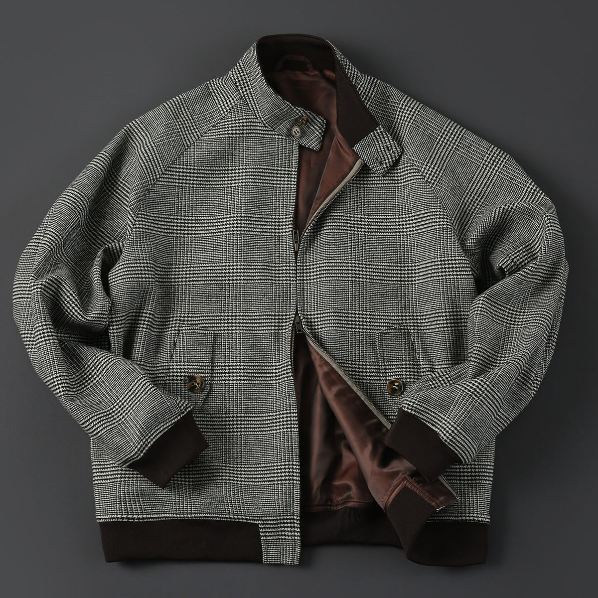 Men's Houndstooth Tweed Bomber Jacket