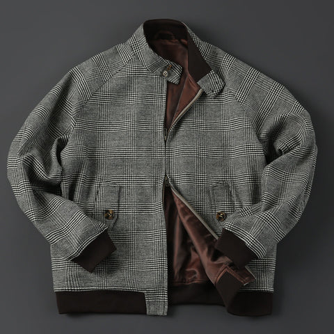 Men's Houndstooth Tweed Bomber Jacket