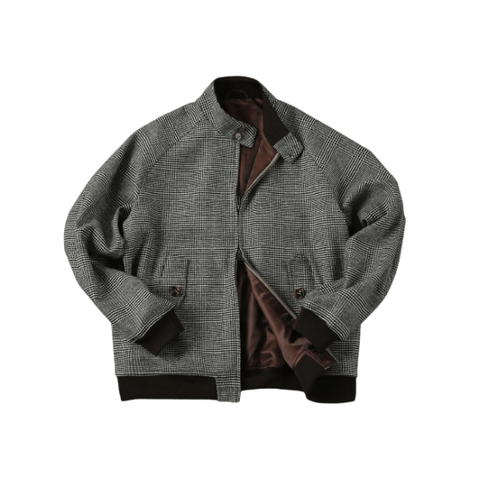 Men's Houndstooth Tweed Bomber Jacket